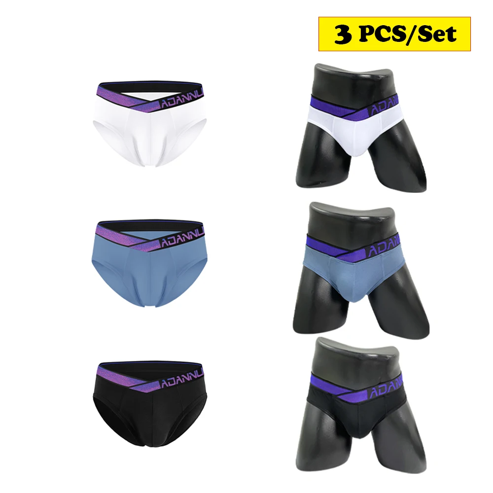 

3PCS/Set New Mens Underwear Fashion Modal Gradient Waistband Sexy Gay Briefs Sport Boxers Underpants for Men AD7200