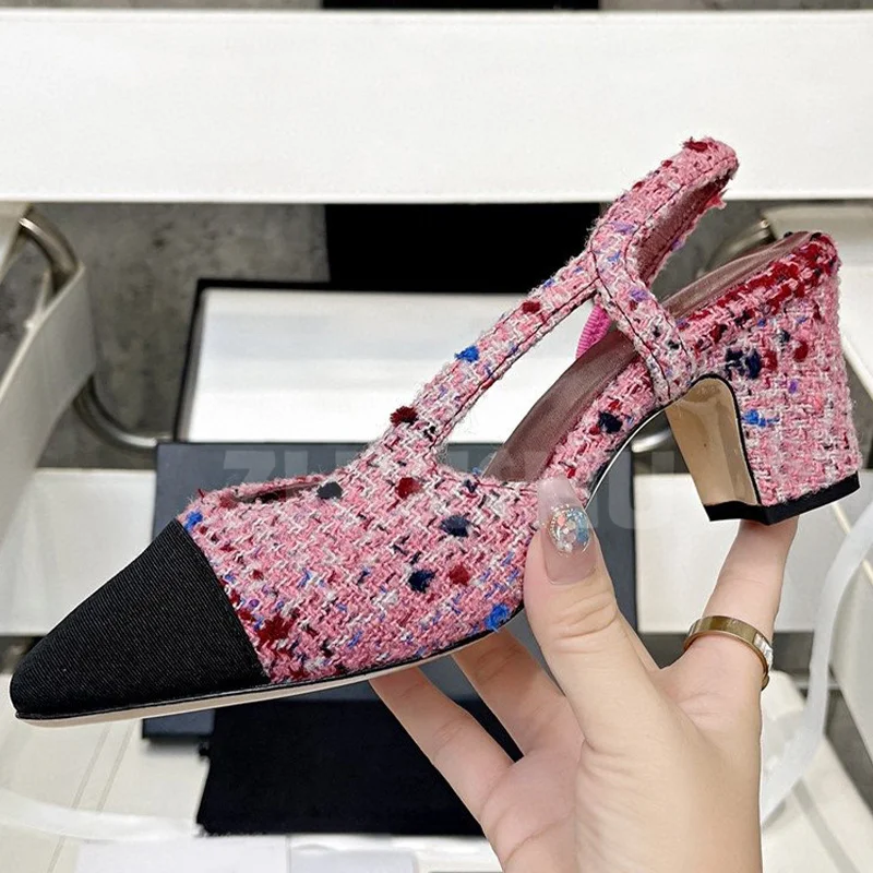 

Women Sandals Summer 2023 New Comfortable Mixed Colors Upper Pointy Toe Design High Heels Elegant Fashion Versatile Sandals