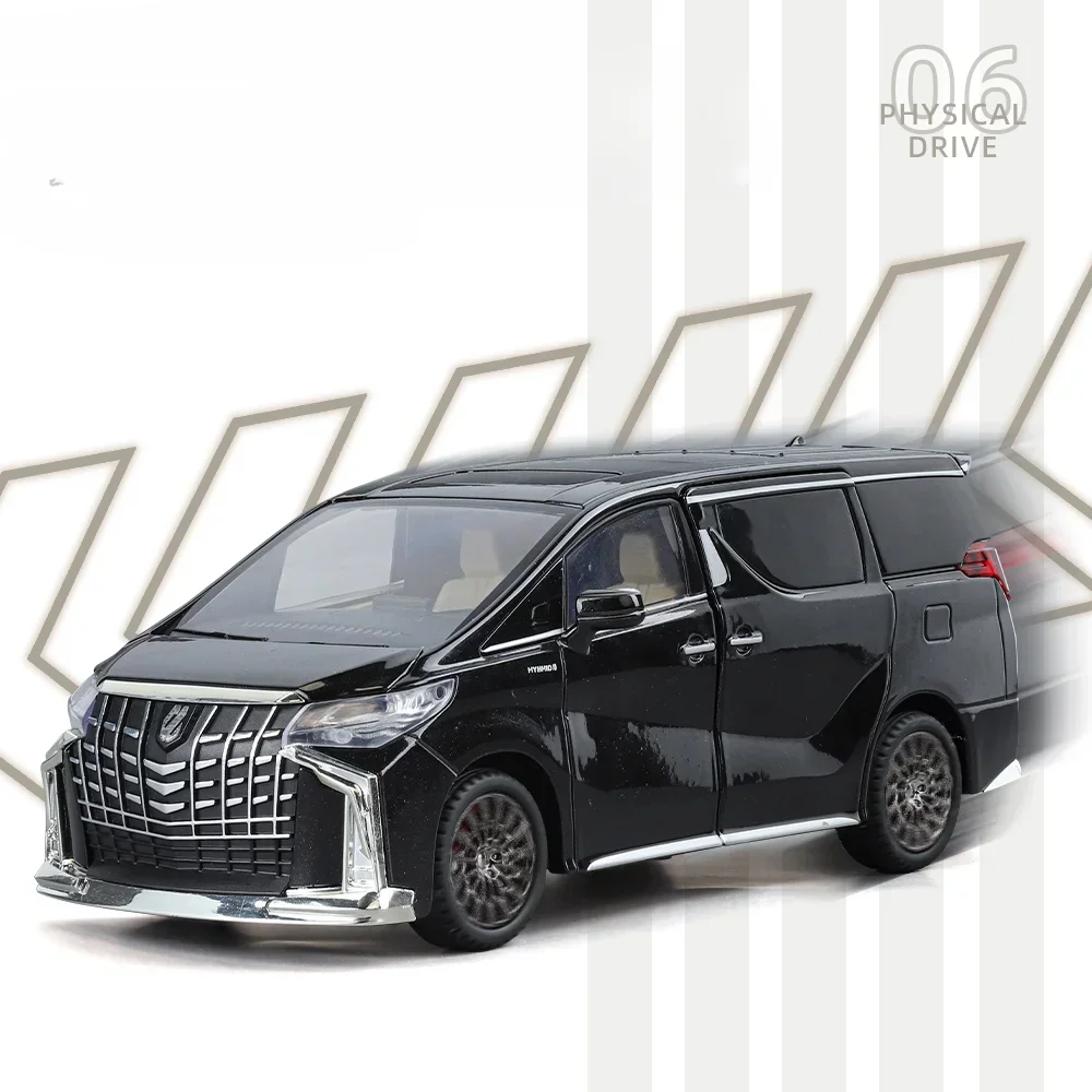 Alloy 1:24 Toyota Alphard MPV Car Model with Key Sound Light Diecast Toy Vehicle Kid Boy Collection Gift Miniature Voiture 3