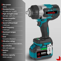 ONEVAN 2800N.M clé à chocs électrique sans fil tournevis à couple élevé perceuse outil électrique pour Makita broche de batterie 18V 3