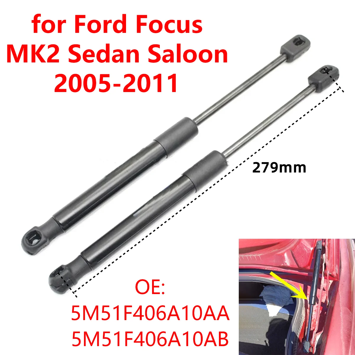 2Pcs 5M51F406A10AA 자동차 뒷 트렁크 부츠 테일 게이트 가스 스트럿츠 리프트 지원 막대 포드 포커스 MK2 세단 살롱 2005-2011