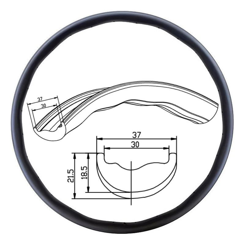 Jante Carbone 29" VTT XC/AM – Largeur 37mm – Tubeless Ready – 28 Trous – Pour Roue Complète (moyeux Inclus)