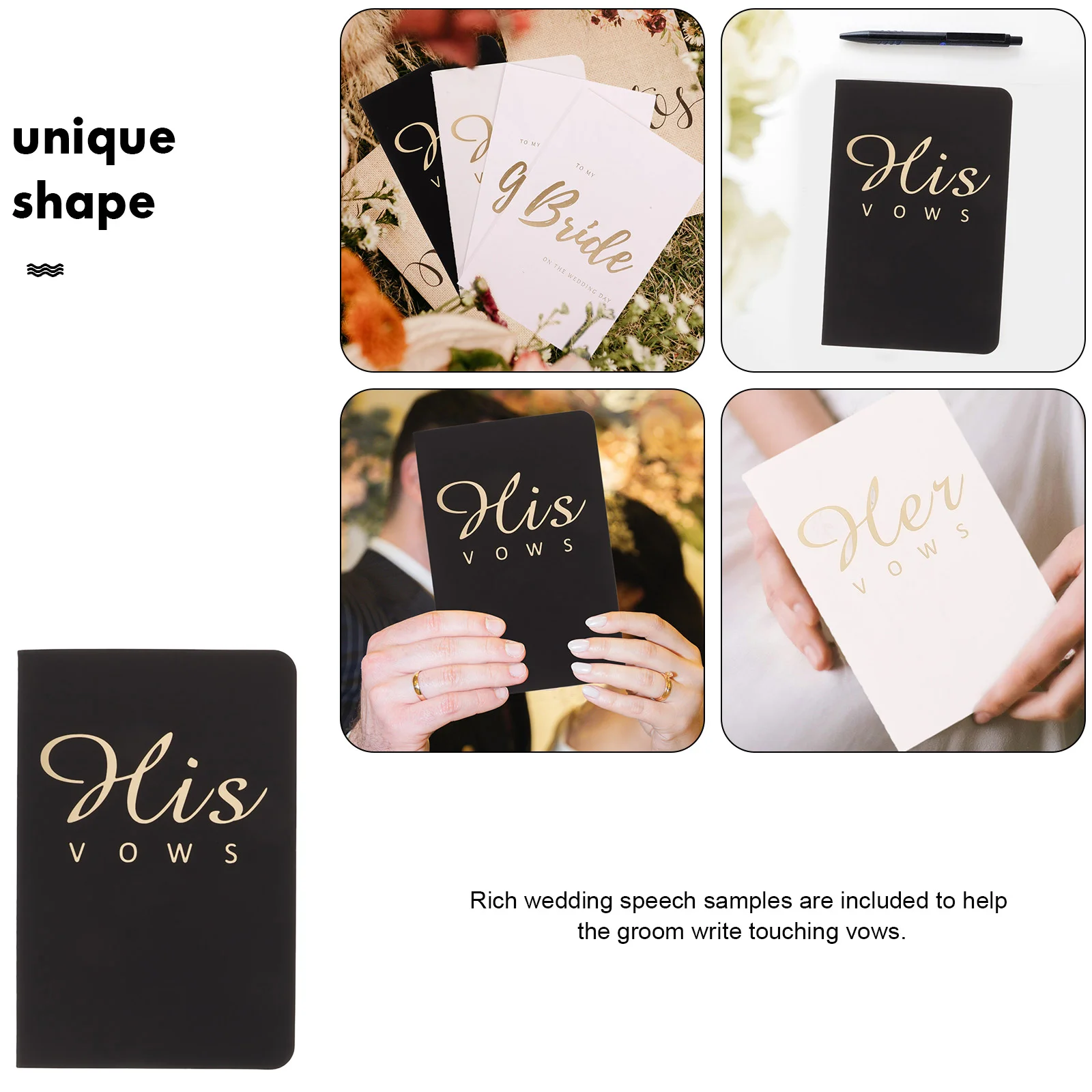 Wedding Speech Book Registry Notebook Couple Vows His Hers Booklet Gift and Renewal Decorations Paper