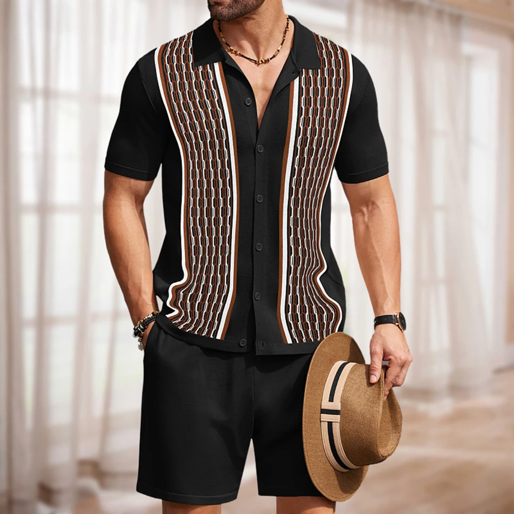 Polos Para Hombre Shorts Conjunto crochet Swearter Pant Sets Men's Summer Outfit Casual t shirt and Shorts for men sports suits