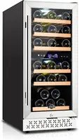 Mini Fridge 15 Inch Wine Cooler Under Counter, 30 Bottle Dual Zone Wine Fridge with Stainless Steel, Wine Refrigerator Fre 1