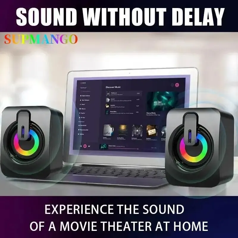 Computer Speakers PC Sound Box Microphone USB Wired For Desktop Computer