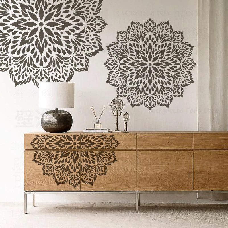 40cm - 80cm Stencil Decor Wall For Painting Template To Paint Decorative Decors Brick Rollers Target Round Flower Mandala S316