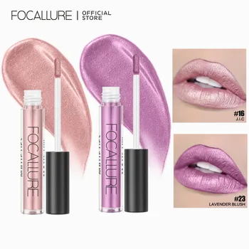FOCALLURE 방수 진주 빛 입술 글로스, 오래 지속되는 립 글레이즈 논스틱 컵, 리퀴드 립스틱, 여성 입술 메이크업 화장품
