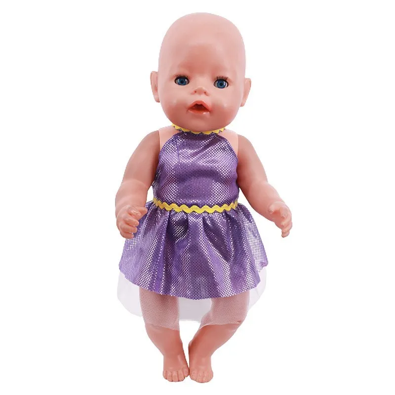 Cute Purple Mini Dress Pajama For Baby 43Cm &18Inch American Doll Clothes,Our Generation,Baby New Born Accessories,Gift For Girl 2