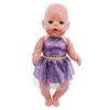Cute Purple Mini Dress Pajama For Baby 43Cm &18Inch American Doll Clothes,Our Generation,Baby New Born Accessories,Gift For Girl 2