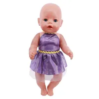 Cute Purple Mini Dress Pajama For Baby 43Cm &18Inch American Doll Clothes,Our Generation,Baby New Born Accessories,Gift For Girl 2