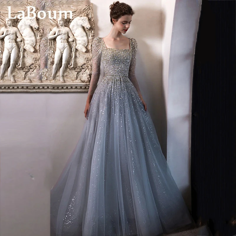 

Элегантные платья LaBoum для выпускного вечера, вечерние платья-трапеции с квадратным вырезом и блестками и V-образным вырезом для вечеринки
