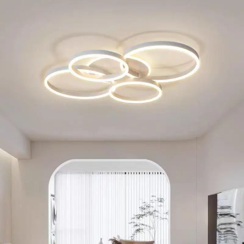 Modern Living Room Round Led Ceiling Lamp For Bedroom Foyer Hallway Black Gold Ringled Ceiling Lights Lamps Chandelier