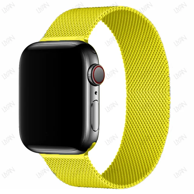 Magnetic Loop Strap For Apple watch Band 45mm 41mm 44mm 40mm 42mm 38mm Stainless steel correa bracelet iWatch serie 3 7 5 6 se 3 Yellow 36