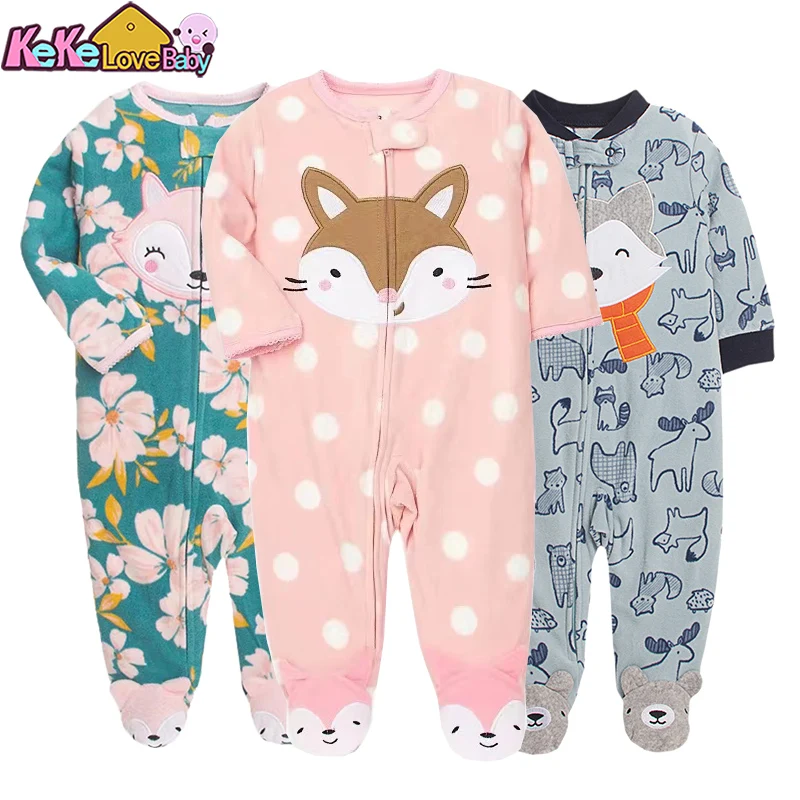 Baby Clothes Newborn Baby Boy Girl Rompers Clothes Winter Pajamas Zipper Fleece Fall Infants Outfit Animal Jumpsuit Clothing 0-12 Months New