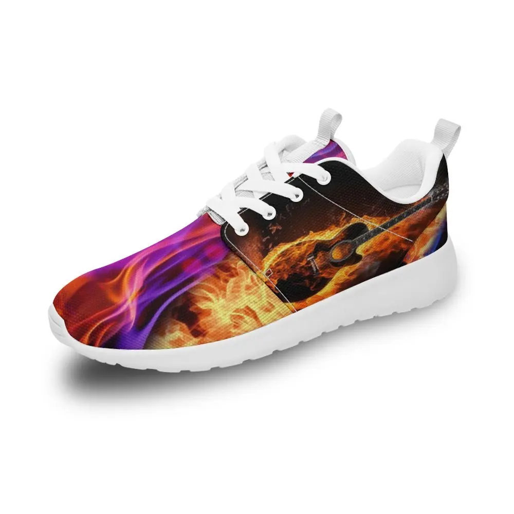 

Anime Guitar Rock Band Music Fire Flame Flaming Women Trainer Athletic Casaul Shoes Fashion Breathable Men Walking Flat Sneakers