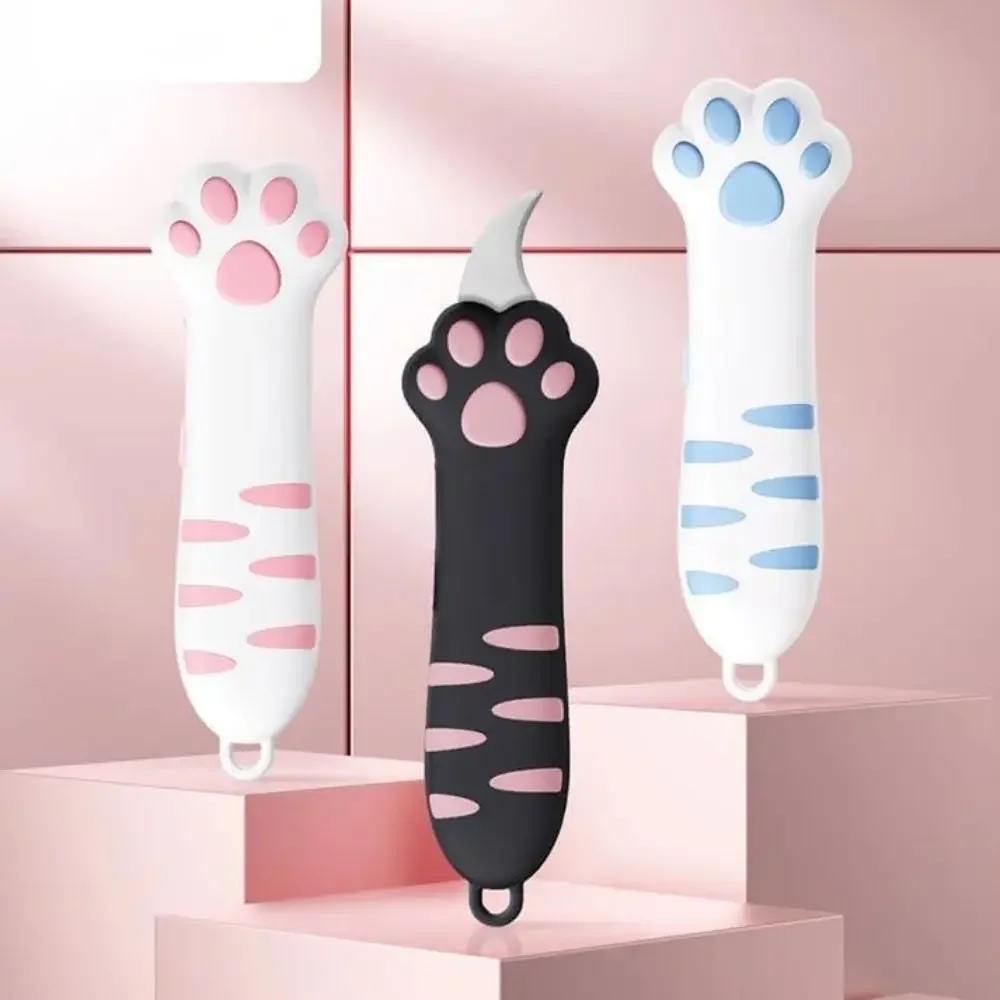 귀여운 고양이 발 모양 접이식 다용도 칼 미니 휴대용 고양이 발톱 박스 커터 종이 커터 DIY 핸드 아카운트 아트 공예 절단 도구
