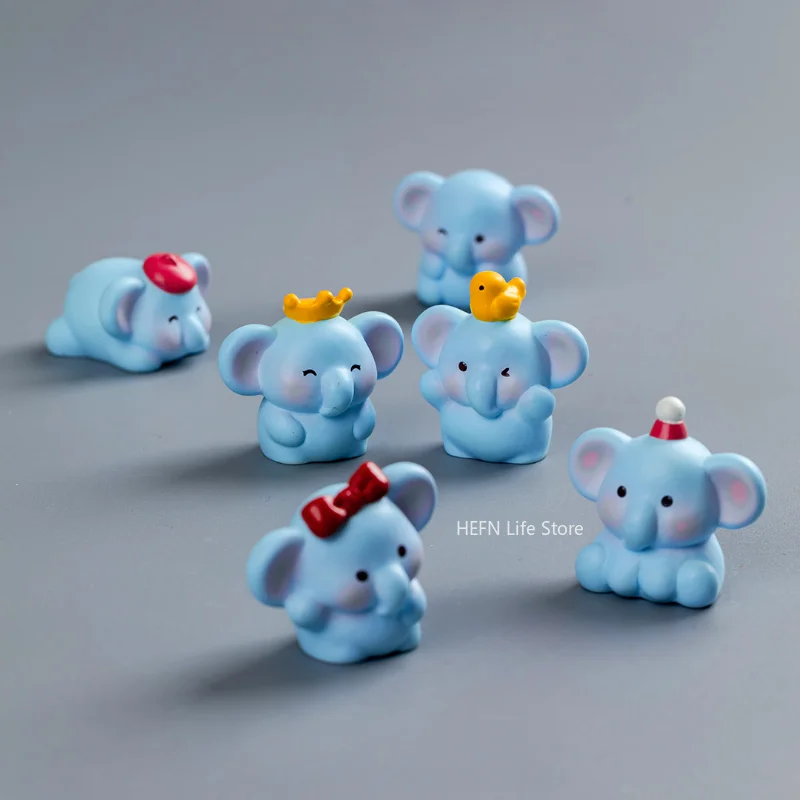 Resin Cartoon Elephant Ornaments Creative Cute DIY Animal Model 3D Elephant Micro Landscape Yard desk decoration