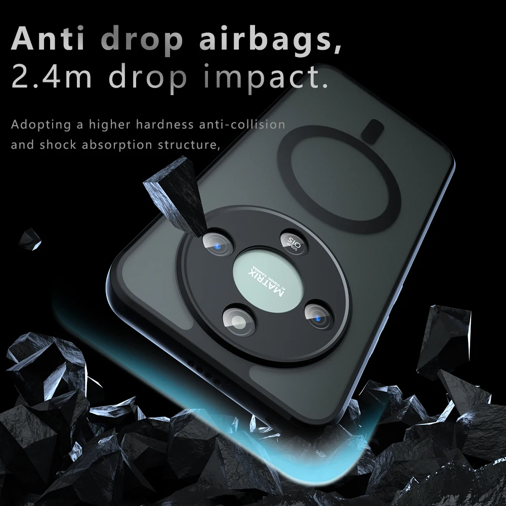 Shockproof Magnetic Wireless Charging TPU Phone Case with Matte Plastic Back Cover