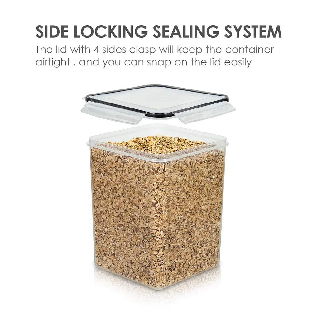 Airtight Food Storage Jars Extra Large Capacity 5 2L Stackable ABS Plastic Lid Perfect For Kitchen Organization
