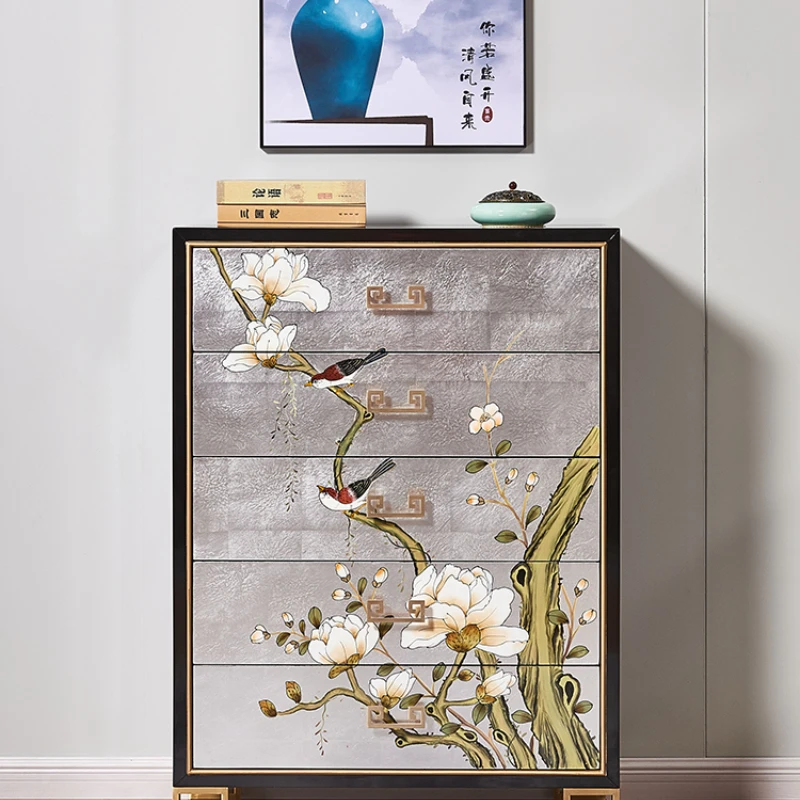 

Storage Side Cabinet Bedroom Drawer beside TV Storage Hand Painted Curio Cabinet