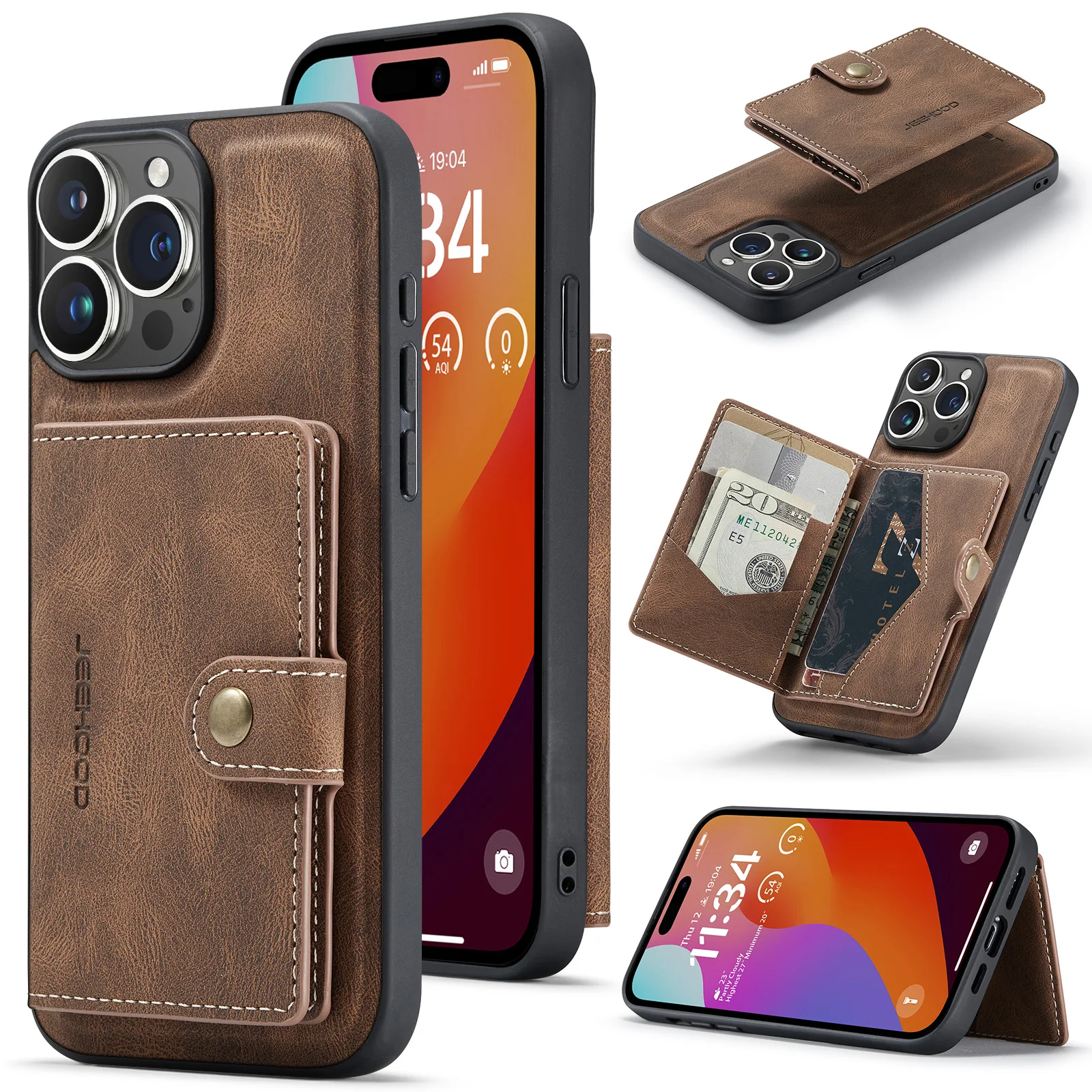 iPhone Case with Card Holder Wallet Leather Double Magnetic Buttons  Shockproof 15 Pro Max 14 13 12 11 XS X 8 Plus 7 6S Leather Back Cover –  Best iPhone 15 Pro Max Wallet Case – iPhone Wallet Case