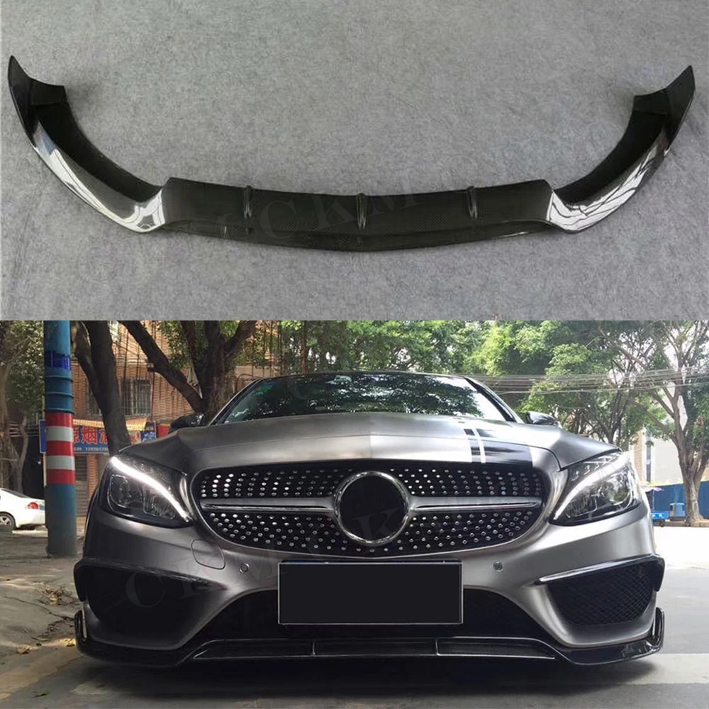 

Передний бампер из углеродного волокна класса C, спойлер для Mercedes Benz W205, спортивный бампер 2015-2019, Стайлинг автомобиля