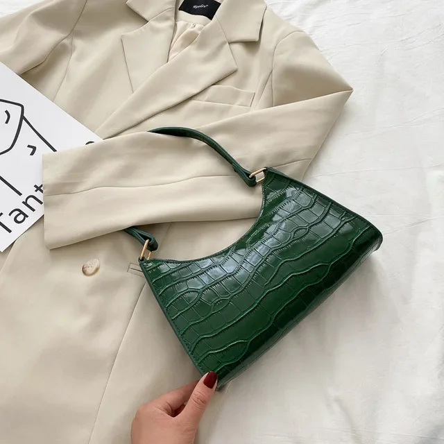 Alligator Pattern PU Leather Handbag - Womens Small Armpit Messenger Bag