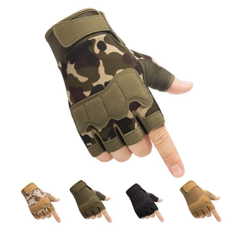 Men Tactical Gloves Military Army Shooting Cut Proof Fingerless Gloves Anti-Slip Outdoor Sports Paintball Airsoft Bicycle Gloves