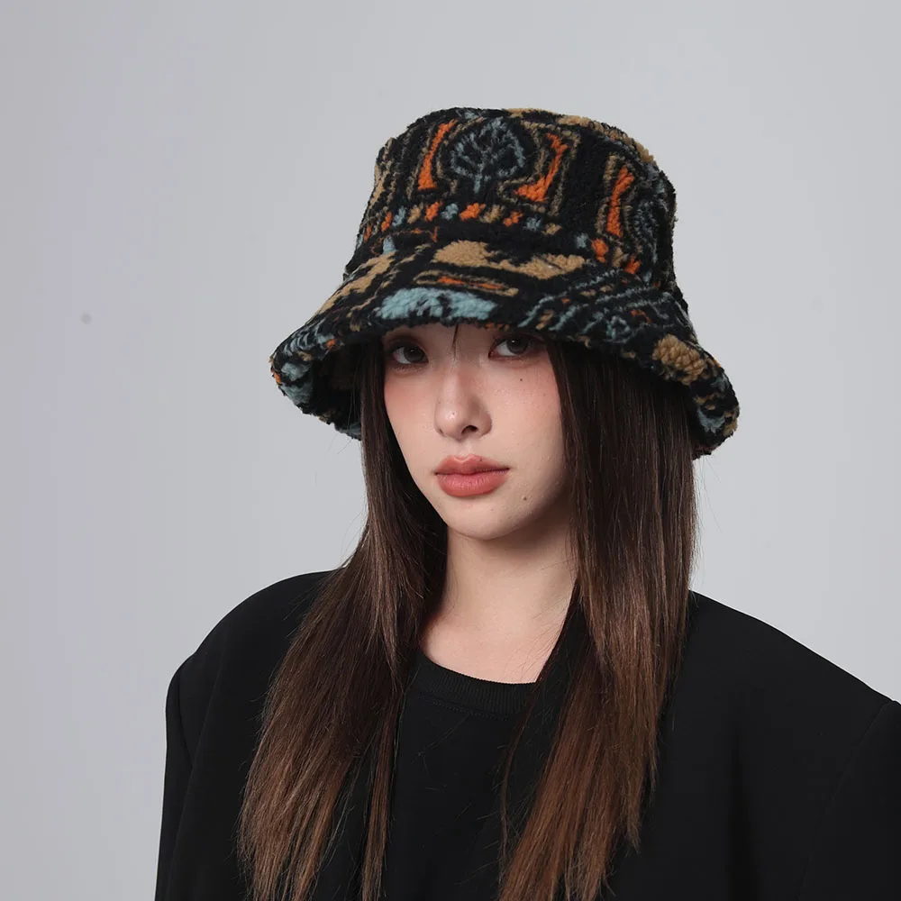 WinterwarmbuckethathatsforwomenRetropatternGolfcapHikinghat