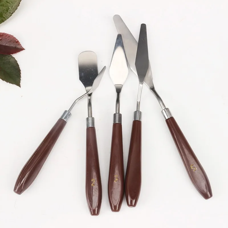 5Pcs Set Oil Painting Scraper Palette Knife Watercolors Fine Acrylic Gouache Paint Spatula Pick Color Mixing Tools Art Supplies