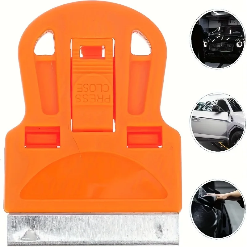 Window Scraper Mini Scrapers Mini Plastic Handle Steel Blade Window Paint Scraper Wallpaper Sticker Decal Residue Label Removal Putty Knives