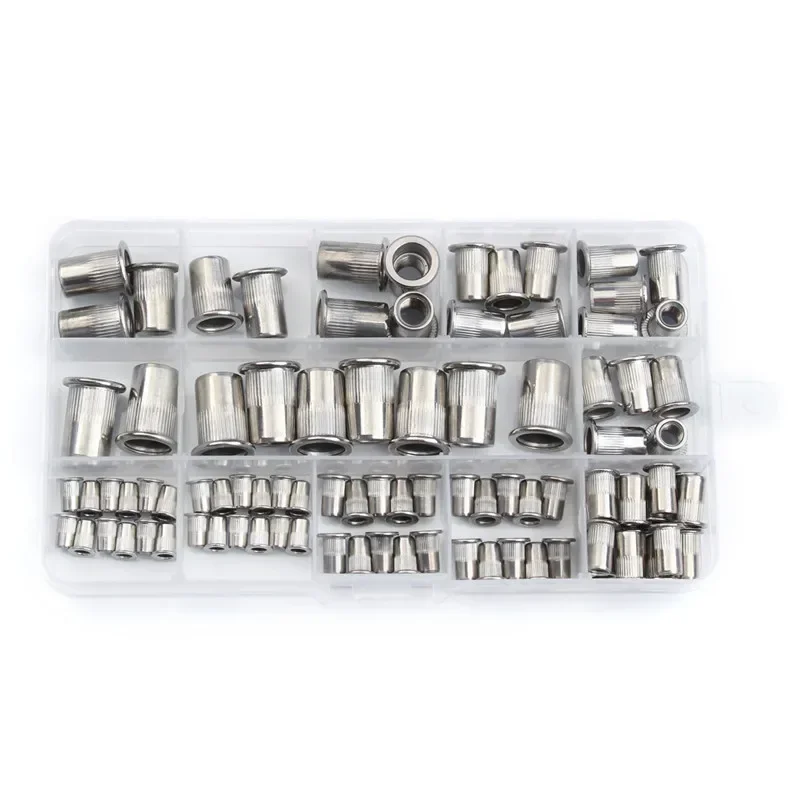 50/93Pcs M3/M4/M5/M6/M8/M10 Stainless Steel/Carbon Steel Rivnut Countersunk Riveted Nut Insert Nutsert Flat Head Cap Rivet Nut
