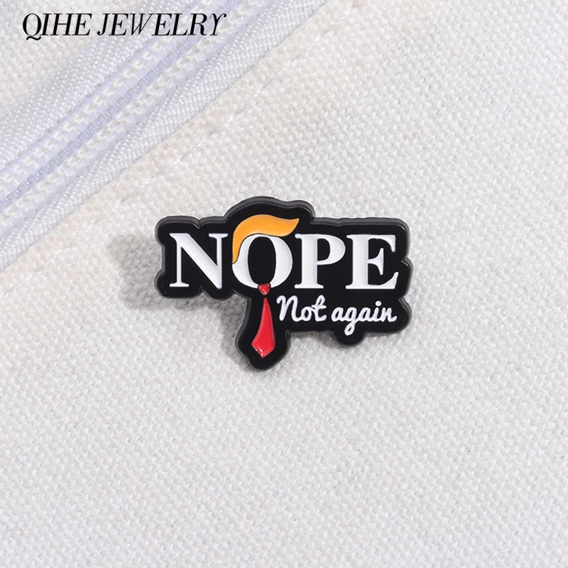 Эмалированные булавки Nope Not Again FunnyCartoon, красные броши для галстука, значок для лацкана, одежды, рюкзака, украшение, ювелирные аксессуары