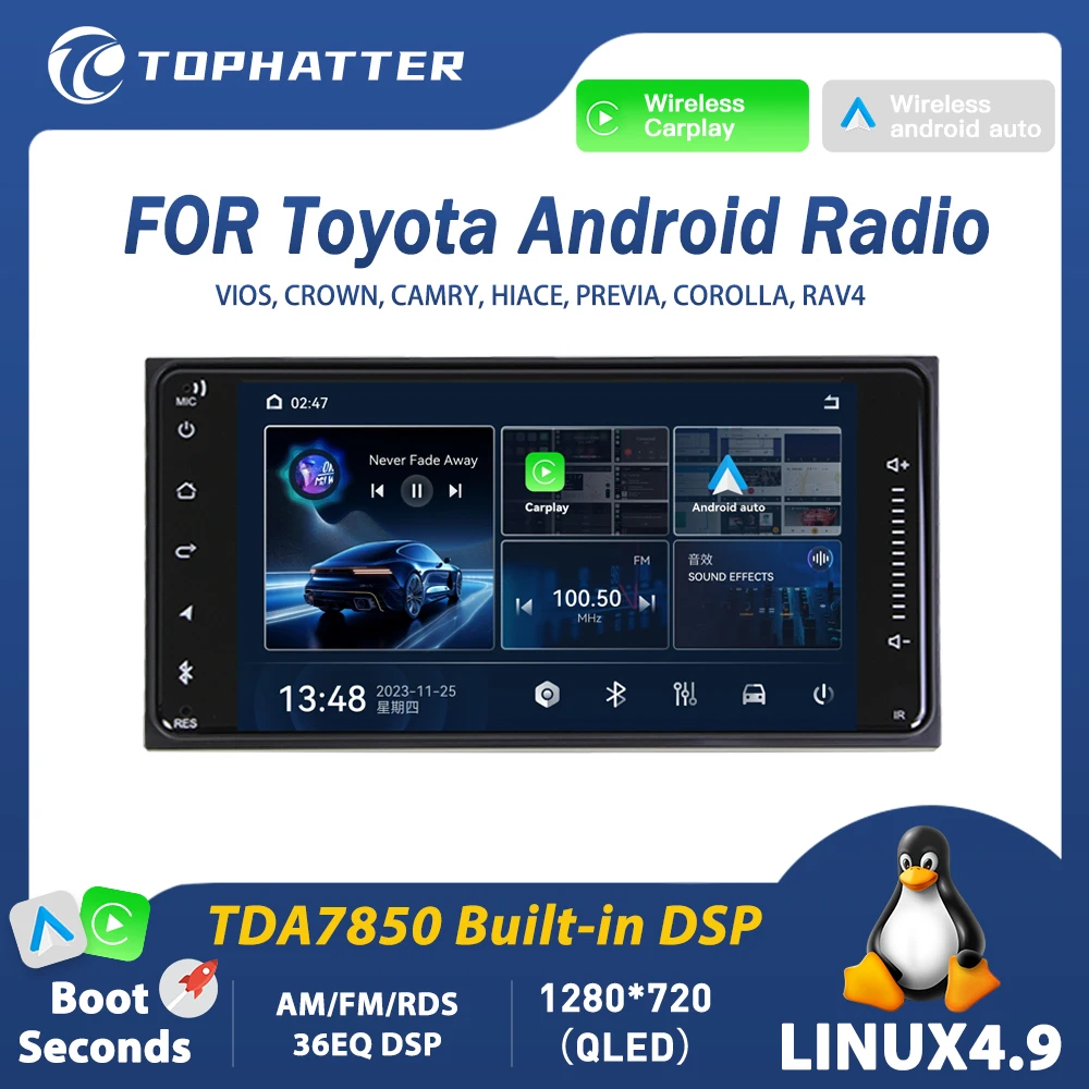 

7 Inch Universal For Toyota Android Radio GPS Navigator Screen Linux System Carplay Android Auto Player USB Stereo