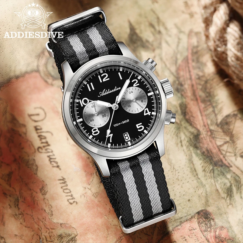 ADDIESDIVE New Men Watch Luxury Sapphire Chronograph Japan VK64