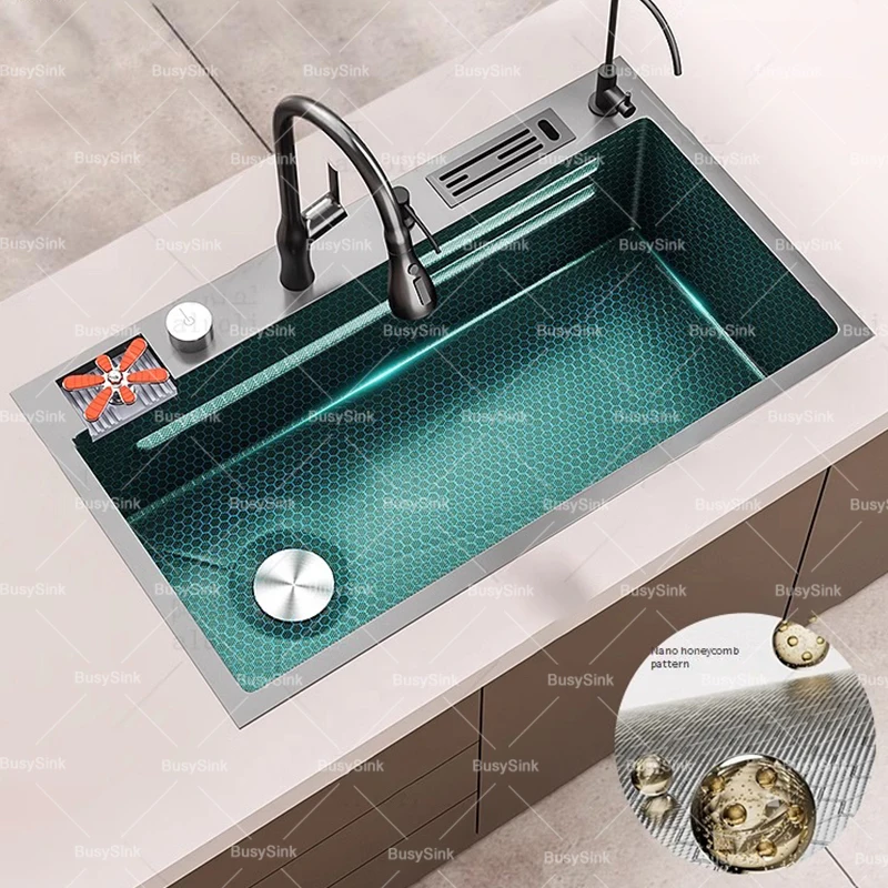 Stainless Steel Kitchen Sink Embossed Large Single Slot Cup Washer  Undermount Sink Left Side Drainage For Kitchen 4