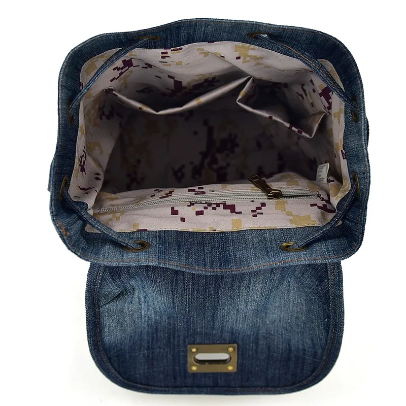 Annmouler Fashion Women Backpacks Large Capacity Daypack Denim Rucksack Drawstring 2022 College Students School Bag For Girls 4