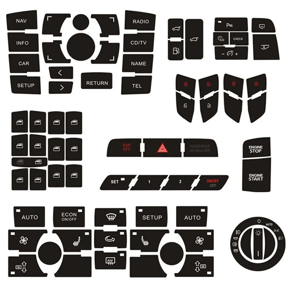 CD Radio Audio Button Repair Sticker for Audi Q7 4L 2003 To 2014 Q7 Tuning Accessories Refinishing Broken Down Console Keys