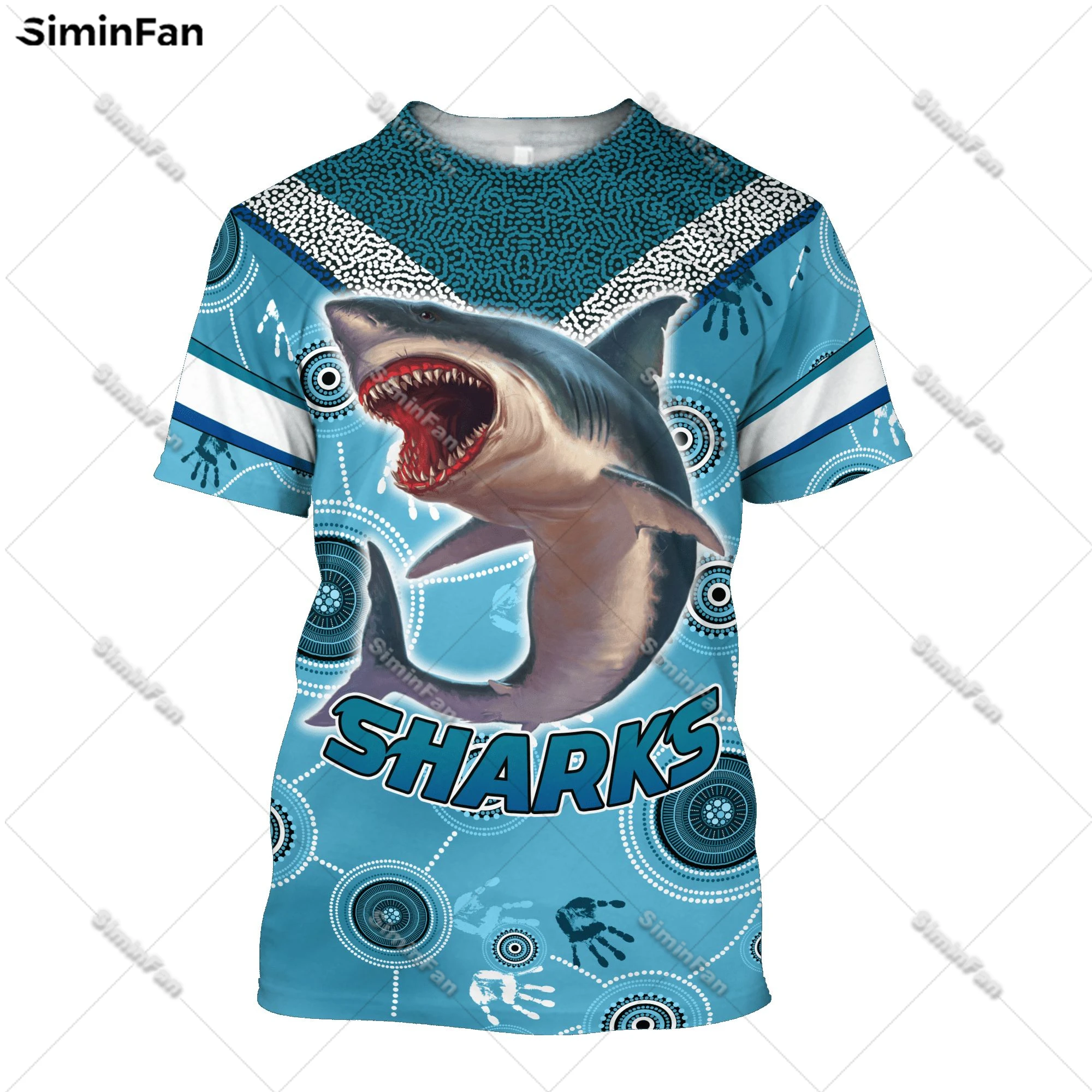 

Blue Maori Shark Fishing 3D All Over Printed Mens Tshirt Male Summer Round Neck Tee Female Daily Top Unisex Milk Fiber Shirt