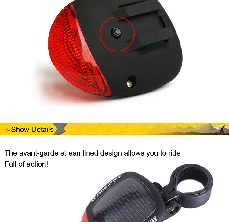 Description Picture 6 of itemBIKEONO Tail Light Bike Light Cycling Safety Solar Tail Light Rechargeable USB Led Bicycle Accessories Warning Light Rear Light