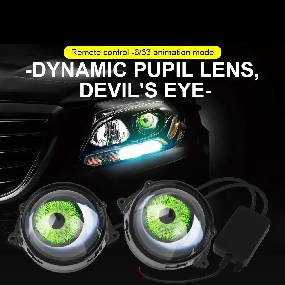 NEW Dynamic Car Demon Eye Red Eye 3 Inch Devil Eyes Lens Lights For 12v Retrofit Kits Headlight Assembly Auto Accessories Kit