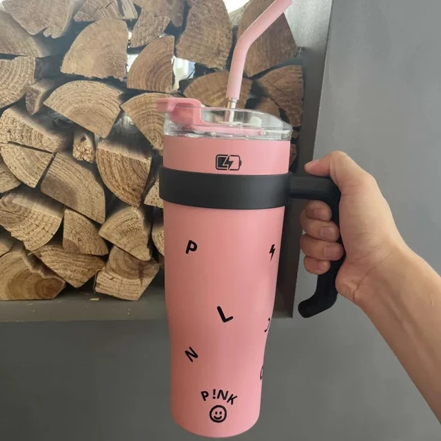 900ml Kpop Black & Pink Coffee Cup Thermal 30oz Stainless Steel Mug Tumbler  Portable Straw Cups Drinkware Thermos for Hot Coffee - AliExpress