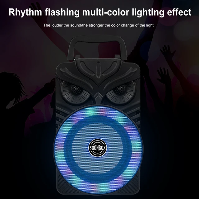 HiFi Bluetooth-Compatible Speaker FM Radio Aux HiFi Stereo Subwoofer RGB Light Karaoke Handheld Sound Subwoofer HIFI Loudspeaker 6