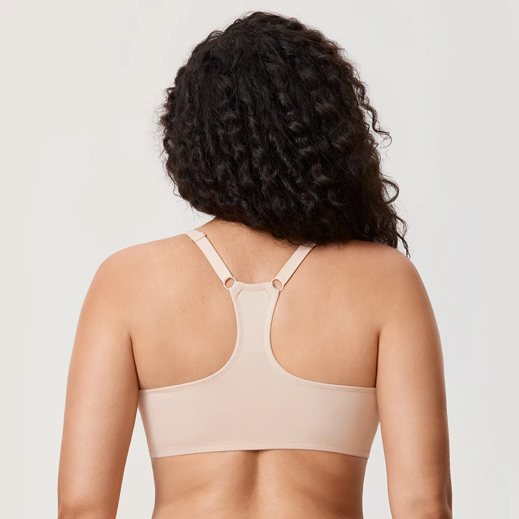 Women's Front Closure Bra Racerback Plus Size Floral Lace Bras Full Coverage Support Underwire Non Padded Unlined B C D DD E F