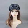 Winter Genuine Ladies 100% Cowhide Leather Baseball Women's Flat Cap Warm Army Military British Vintage Patrol Cadet Elegant Hat 3