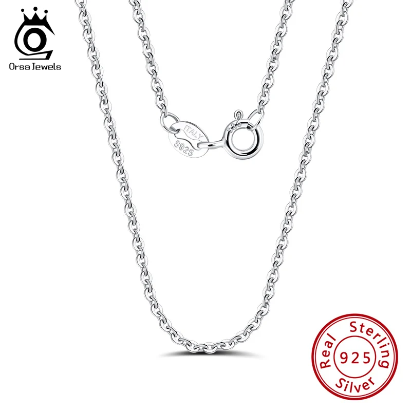 Silver Necklace 925 Sterling Silver Cable Chain Personalize Necklace 45 50 55cm For Women