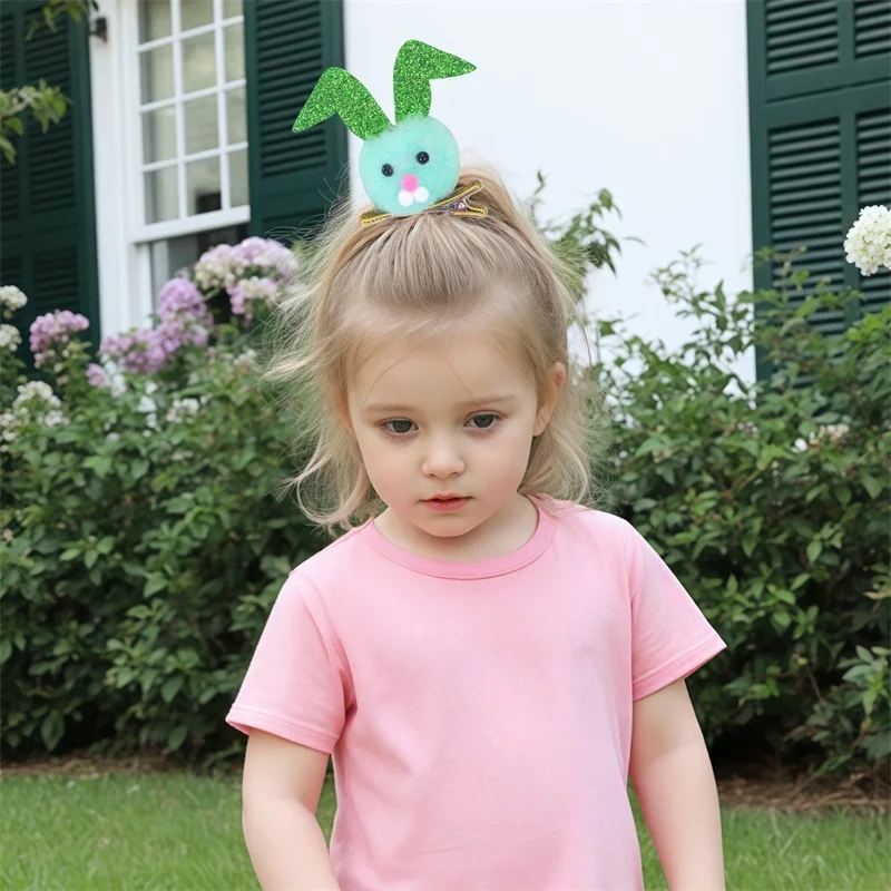 alt="Plush bunny hair accessories, including hair ties and headbands.