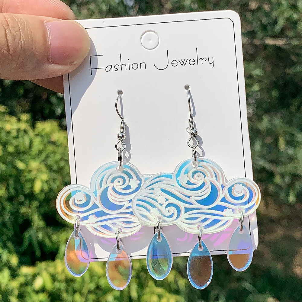 Cloud & Raindrop Earrings For Women – Cute Cartoon Dangle Drop Stud Earrings, Hypoallergenic Statement Jewelry Gift