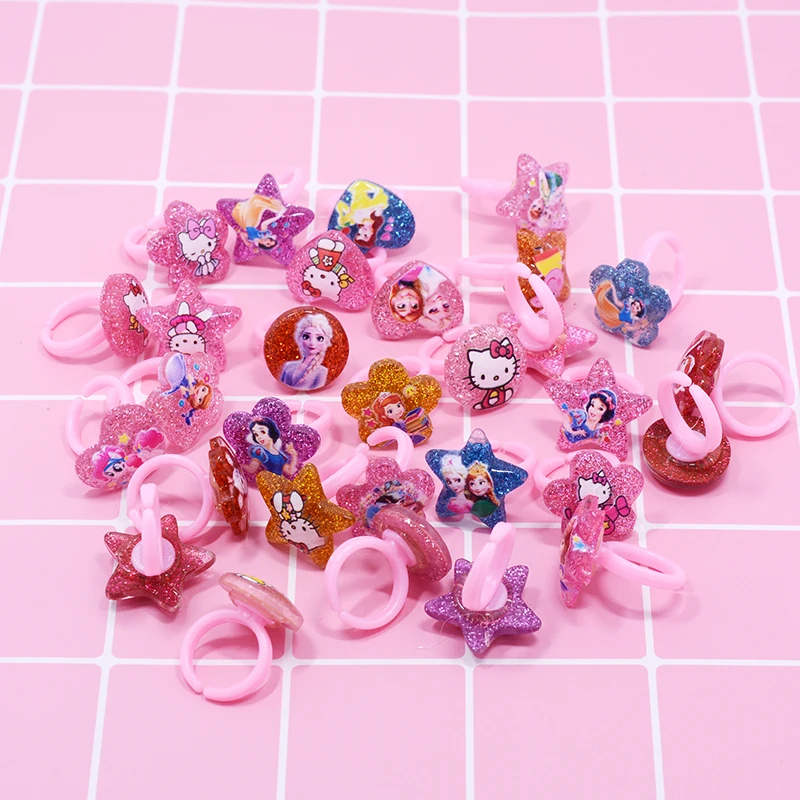 10 20pcs Mix Cartoon Elsa Anna Princess Ring Kids Children Finger heart shape Rings Toys Girls Birthday Party Supplies Gifts ring set finger ring adjustable rings jewelry accessories sparkling heart ring